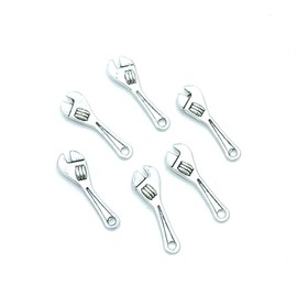 50pcs Antique Silver Wrench Tools Pendants Charms for Jewelry Making Crafting Jewelry Accessories Key Chain Bracelet Necklace Pendants 25 X 8mm (Ancient Silver)