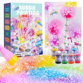 Bubble Painting Kit - DIY Art and Painting Supplies for Boys and Girls 3-5, 4-6, 3-8Age Valentine Gifts Easter Basket Stuffers Christmas Birthday Gifts Classroom Activity Toys
