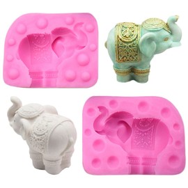 OREN 3D Elephant Silicone Mold, Elephant Fondant Mold 3D Elephant Modeling Mold for Chocolate, Candy, Jello, Candle, Soap (Pink), 3D Elephant Silicone Mold02