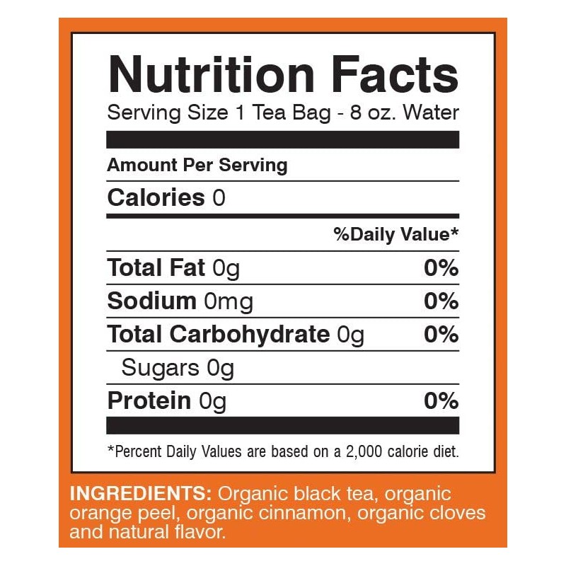 Davidson's Organics, Orange Spice, 25-count Tea Bags, Pack of 6