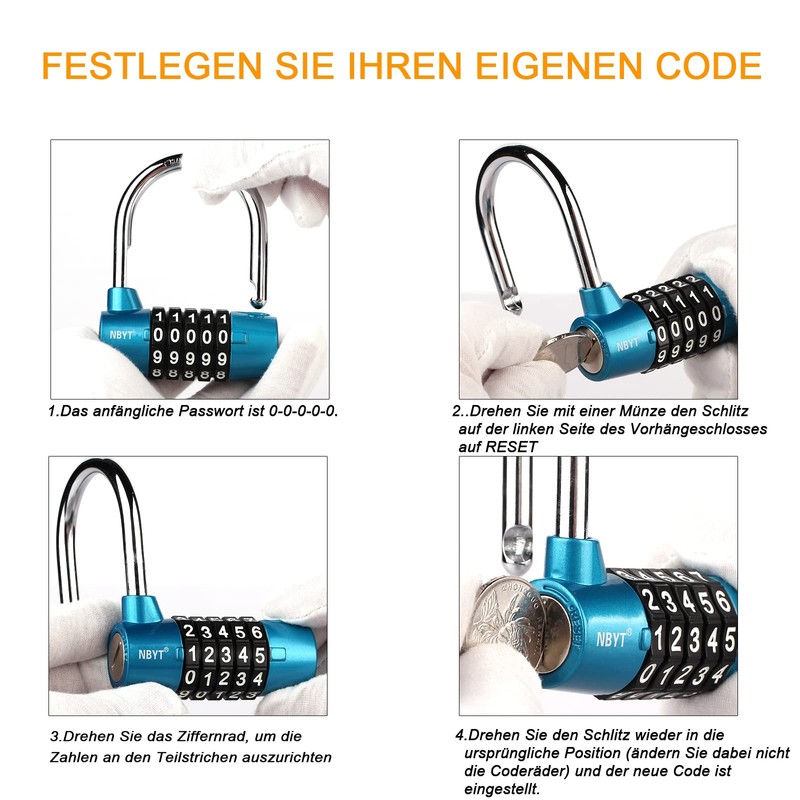 NBYT 5 Digit Multicolor Combination Padlock Lock Bar Diameter 7mm