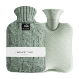 MOGONE Hot Water Bottle with Cover, PVC Hot Water Bag with Warm Knitted Cover, 2L Premium Classic Hot Water Bag, Removable Hot Cold Pack, Hot Water Bed Warmer, Used to Relieve Cramps, Pain