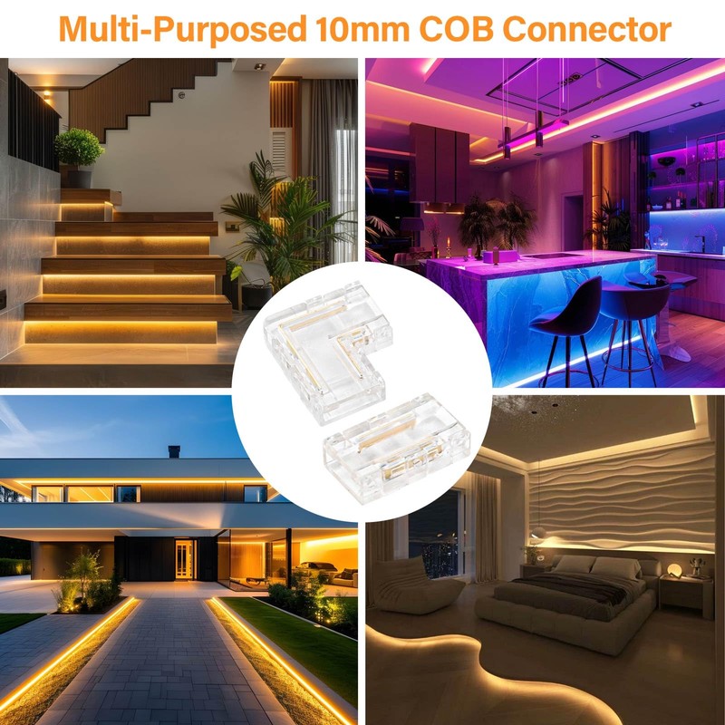 Cob LED Strip Connector 2-Pin 10 mm LED Strip Corner
