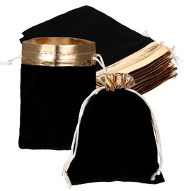 10Pcs Velvet Bags with Drawstrings, Black Gold Cloth Gift Pouches 6.3x4.7 Inch Small Cloth Bags with Drawstrings for Jewelry Candy Christmas Party Favors