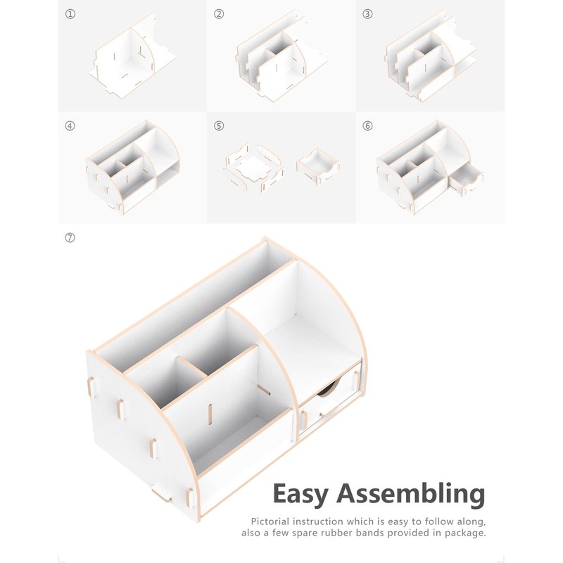 Lesfit Wooden Desk Organiser, Office Organiser, White