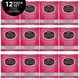 HASK KERATIN PROTEIN Smoothing Deep Conditioner Treatments for all hair types, color safe, gluten-free, sulfate-free, paraben-free - Pack of 12