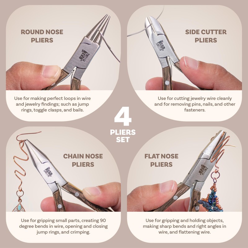 The Beadsmith Wooden Pliers Set - Natural Elements - 4-Piece