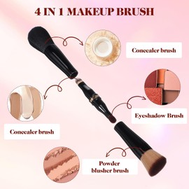 Minkissy Brocha De Maquillaje 4 En 1 - Brocha De Viaje, Facial Y Correctora