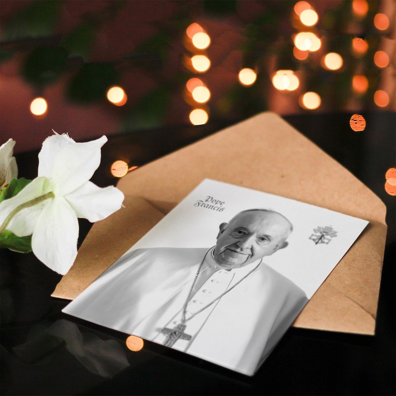 Artery8 Greeting Card Pope Francis Black & White Portrait Holy