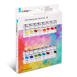 KINGART Studio Watercolor Paint, 12ml (.4oz), Set of 18 Colors, Assorted