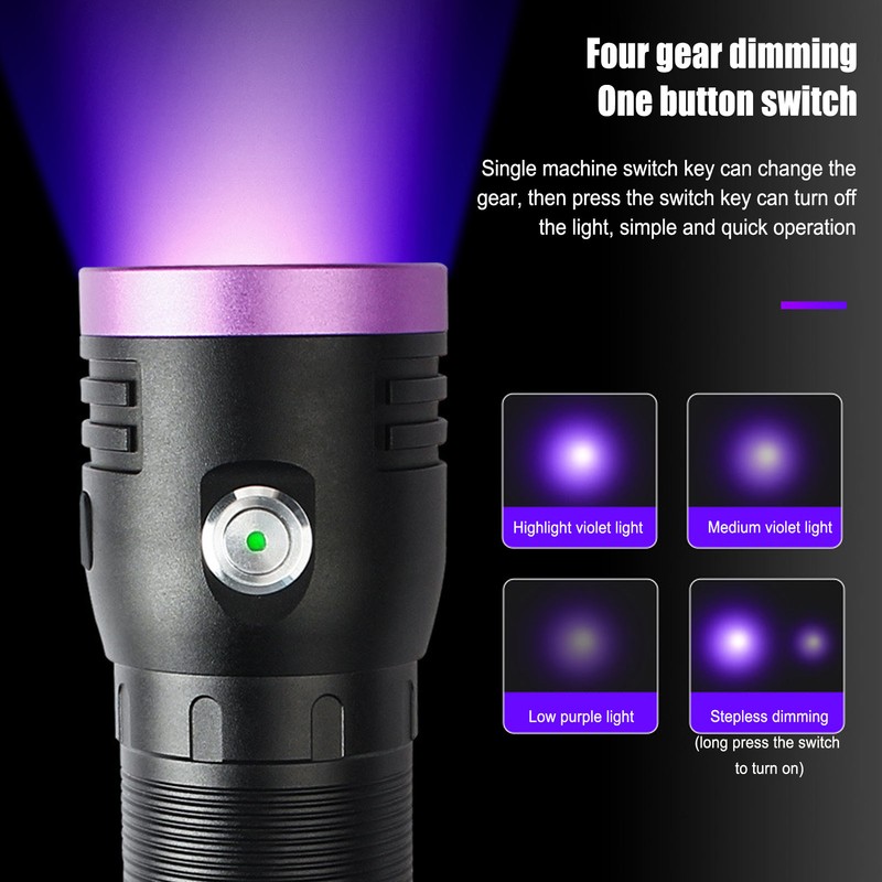 80W Black Light UV Flashlight Rechargeable 365NM LED UV Flashlight