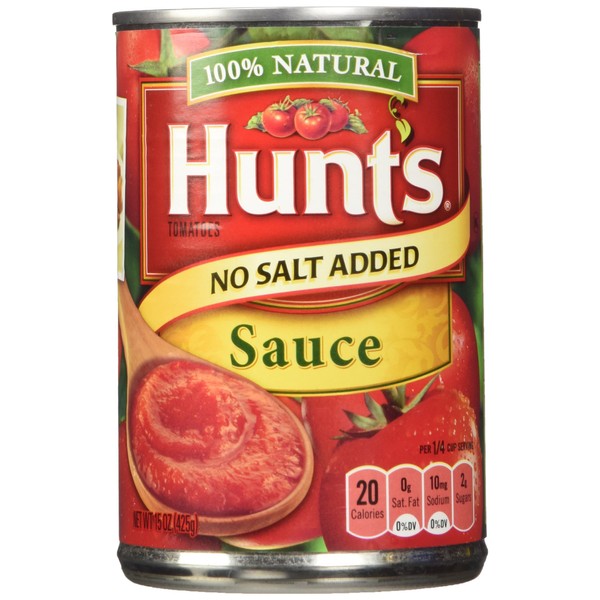 Hunt's No Salt Added Tomato Sauce 15oz Can (Pack of 6)
