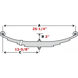 EMCO PR4B Double Eye 4 Leaf Spring for 3,500 Lb Trailer Axles - 25-1/4" Long - 2 Pack