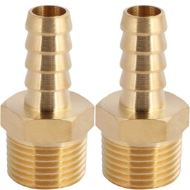 2pcs Brass Hose Barb Fitting, 3/8" Barb x 3/8" NPT Male, Adapter, NPT Male to Barb Pipe Fitting by CX WONDERLAND