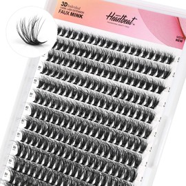 Lashes Clusters 40D 3D Fluffy 9mm-16mm Mixed DIY Individual Lashes D Curl Natural Faux Mink Eyelash Extension Happy Heartbeat(3D Black-D Curl, 40D-9-16)