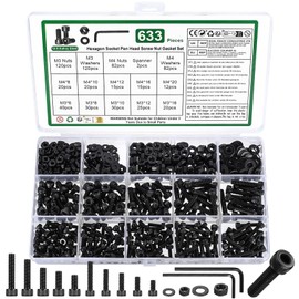 633 Pcs M3 M4 Nuts and Bolts Set, Hex Socket Head Cap Screws Bolts and Nuts Set, Assorted Bolt and Nut and Washers Assortment, DIN912 Machine screws, Hex Socket Cap Head screws bolts