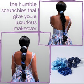 10pcs/Set Silk Colorful Hair Scrunchies, Soft Elastic Satin Ties - Comfy And Stylish Hair Accesories, Scrunchie Women, Girls Gentle Texture Minimizes Breakage & Friction Frizz Free (Blue Variety)