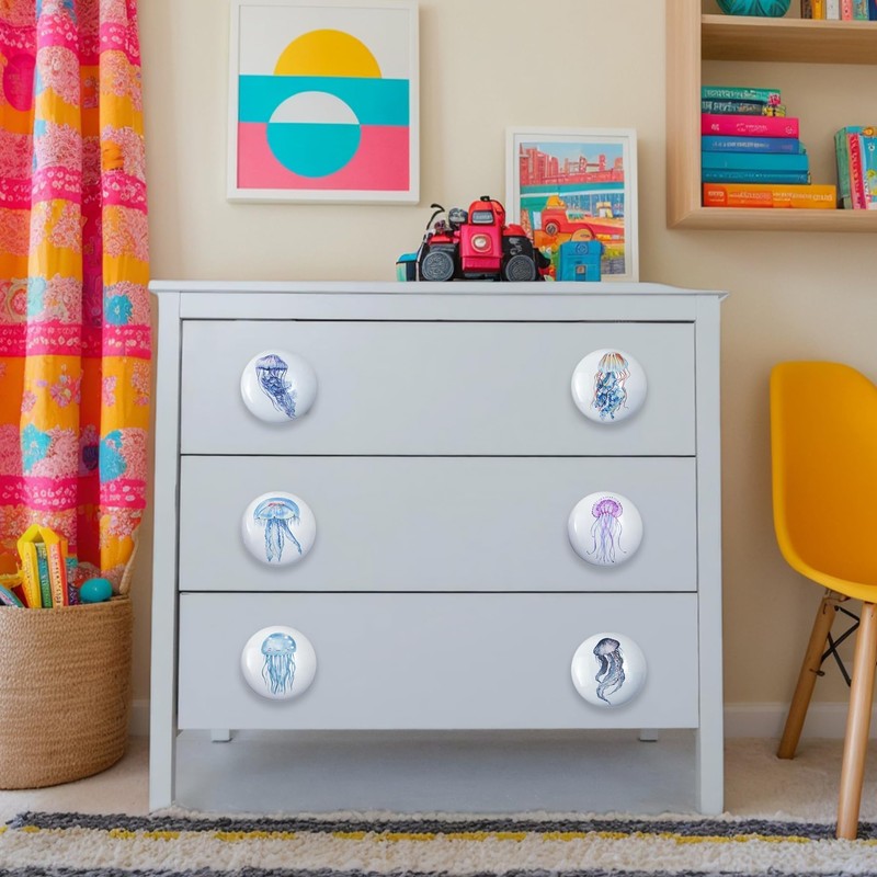 Lasyman Set of 6 Ceramic Beach Coastal Themed Cabinet Drawer