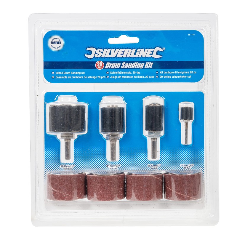 Silverline 381141 Drum Sanding Kit 20pce 13, 19, 25, 38