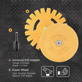 EWK 2 Pcs Serrated + Round Decal Eraser Wheel, Rubber Remover Wheel for Grinder, Ideal for Adhesives, Pinstripes, and Decals Removal