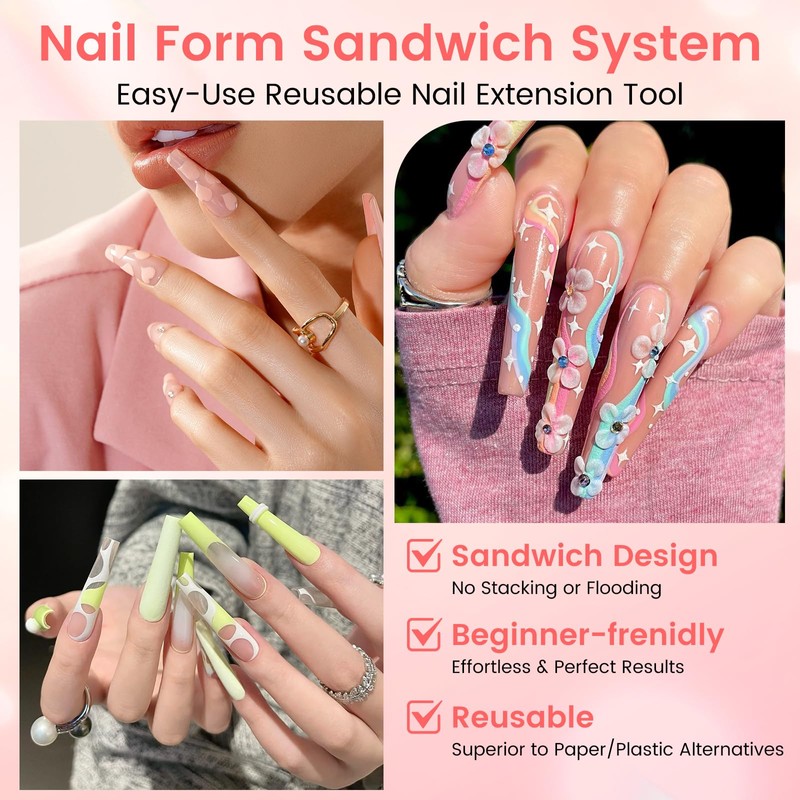 Sandwich Dual Nail Forms: 240PCS Nail Forms for Builder Gel,