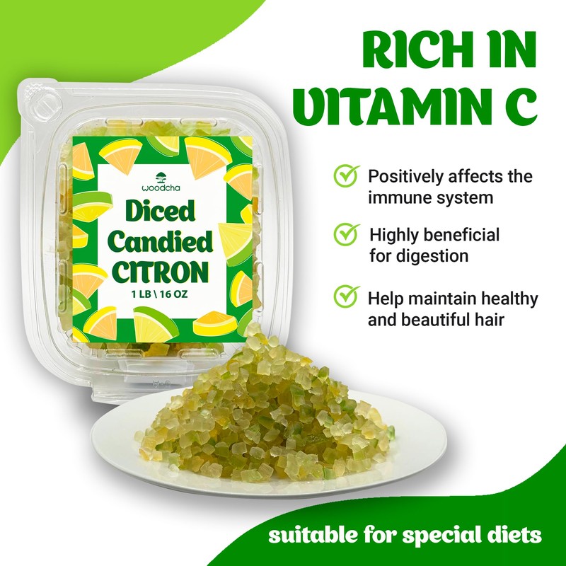 Diced Candied Citron, Glazed Citron Peel For Baking, Candied Fruit