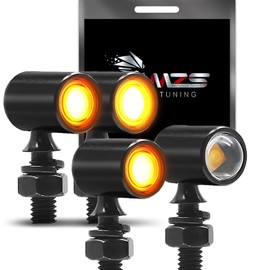 MZS Motorcycle LED Turn Signals, Front Light Amber+Amber and Rear Amber Mini Brake Tail Light Blinkers, Universal 6mm Screw Compatible with Most Family Motorcycles