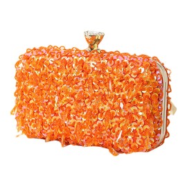 RomanticDesign Women Bling Evening Bag Fashion Embroidered Beaded Sequin Clutch Cocktail Wedding Party Purse, Orange
