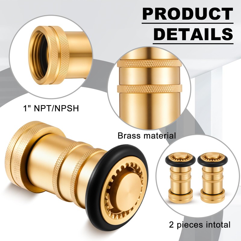 Shimeyao 2 Pcs 1" NPT/NPSH Fire Hose Nozzle Brass Fire