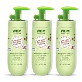 WBM Baby Care 3-in-1 Baby Shampoo, Body Wash & Conditioner, Care From Nature,100% Plant-Based, No Tear Formula, Safe on Baby Skin, Kids Shampoo 300 ml/ 10 fl. Oz