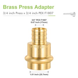 ORIANSE 10 Pack 3/4 Inch Press x 3/4" PEX Adapter Crimp Pex Fittings Press Progress fitting, Zero Lead Brass, – for Copper Pipe to Pex B Pipe Connections, with Copper crimper plumbing tool
