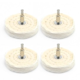 VIKKSAER 4Pcs Cotton Buffing Wheel 3 Inch w/ 1/4 Inch Handle, Buffing Pad Polishing Wheel Kits Buffing Polishing Pad Wheel Cotton, for Polishing Aluminum Chrome Stainless