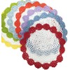 Fennco Styles Handmade Two-Tone Floral Crochet Tray Doilies, 9" Round,