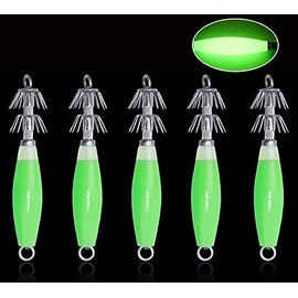 Fluorescent Squid Jig Luminous Squid Fishing Hooks Glow Squid Jigs Cuttlefish Sleeve Fishing Jigs Squid Hard Bait Octopus Lure Glow in Dark 5pcs/8pcs