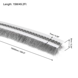 sourcing map Brush Weather Stripping, 15M/49.2Ft Card-Slot Seal Strip Pile Weatherstrip Door Sweep Brush for Door Window, 7x6mm/WxH