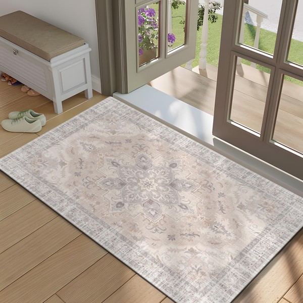 TTelephant Boho Tribal Entryway Rug - 2x3 Distressed Small Entryway