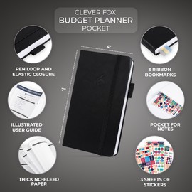 Clever Fox Budget Planner Pocket – Mini Expense Tracker Notebook. Monthly Budgeting Journal, Bill Planner & Finance Book to Control Your Money. Undated - Start Anytime. Small Size, Black