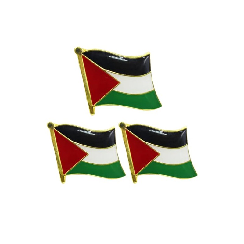 3 Pack Palestine Flag Pins - Metal National Palestinian Flag