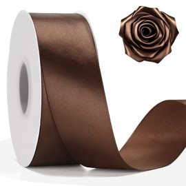 KINGLAKE Brown Satin Ribbon – 1 1/2'' x 100 Yards Polyester Brown Ribbon for Gift Wrapping, Wedding, Party Decoration, DIY Crafts, Floral Bouquets and Wreath Bows