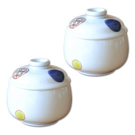 有田焼やきもの市場 Chawanmushi Cups with Lids set of 2 Japanese Chawan Mushi Arita Imari ware Made in Japan Maru-mon