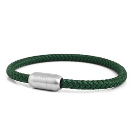 Akitsune Silvus Nylon Bracelet | 5 mm Thick | Bracelet Women Men Stainless Steel Bracelet Magnetic Clasp - Matte Silver, Stainless steel nylon silver