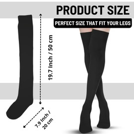 MAKI FASHIONS Over the Knee Socks for Women – Soft & Stretchy Cotton Thigh High Socks, Striped & Solid Colours Options for Fashion, Sports & School Uniform