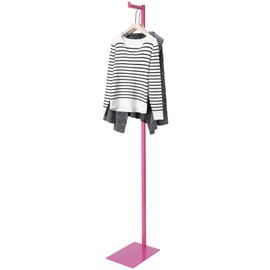 Sintuff Adjustable Cloth Display Stand Adjustable 48"-72" Garment Display Single Metal Cloth Display Single Rack Display Single Costumer Shirt Display Costumer for Thrift Shop Retail Store (Pink)