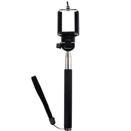 Black Selfie Stick Extendable Handheld Monopod Pole with Adjustable Phone Holder