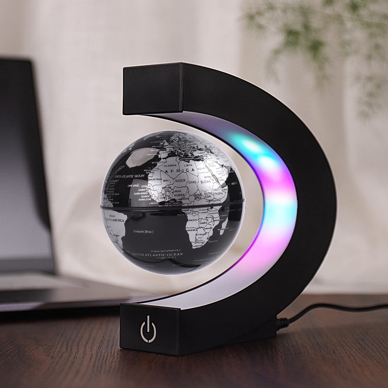 Magnetic Levitating Globe with LED Light，Floating Worlds Map，Desk trinkets，Home Office