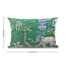 MangGou Green with Elephant Pillow Cover Animal and Palm Tree Cushion Cover 12x20in Decorative Pillow Case Cushion Cover Sofa Bedroom Lumbar Throw Pillow Case