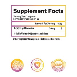 Ideal Infusion Fermentation Based L-Ergothioneine 30mg: Longevity Vitamin, Antioxidant, Anti-Aging, Heart & Brain Health (60 Servings) Vegan