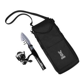 DOD FG1-234-BK Stealth Rod Set, Fishing Rod, Reel, Carrying Bag, 3-Piece Set, Compact, Casting Rod, Beginners, Men and Women