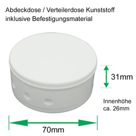 Junction Box White with 3-Pin Lustre Terminal and Accessories Diameter 70 x 32 mm Surface-Mounted Box Canopy Ceiling Socket