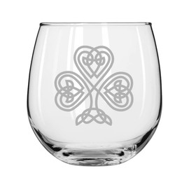 MIP Brand Wine Glass for Red or White Wine Celtic Clover Shamrock (16 oz Stemless)
